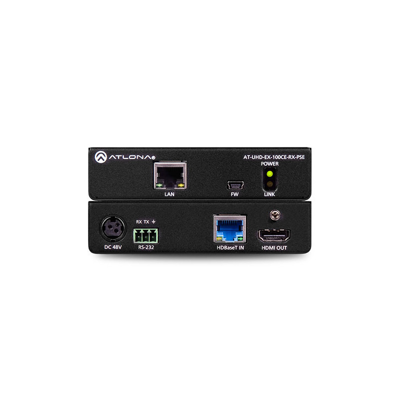 Extensor Atlona AT-UHD-EX-100CE-RX-P 4K HDMI/HDBaseT receiver with Ethernet pass through, PoE and RS-232 control 100 metres 2...