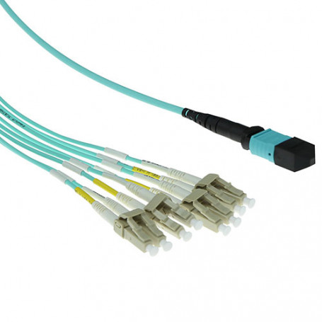 Cable de Fibra Óptica Multimodo 50/125 OM3 1x MTP hembra - 4 X LC dúplex 8 fibras 3m