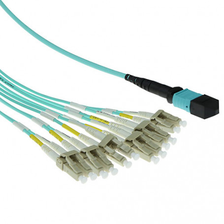 Cable de Fibra Óptica Multimodo 50/125 OM3 1x MTP hembra - 6 X LC dúplex 12 fibras 2m