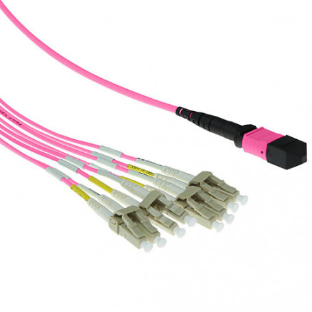 Cable de Fibra Óptica Multimodo 50/125 OM4 1x MTP hembra - 4 X LC dúplex 8 fibras 2m