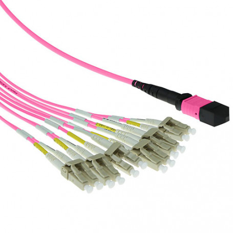Cable de Fibra Óptica Multimodo 50/125 OM4 1x MTP hembra - 6 X LC dúplex 12 fibras 3m