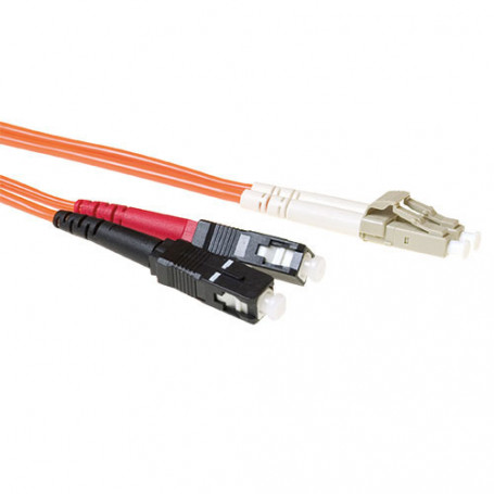 Cable de Fibra Óptica Multimodo 50/125 OM2 duplex LSZH con conectores LC/SC  0,50 m