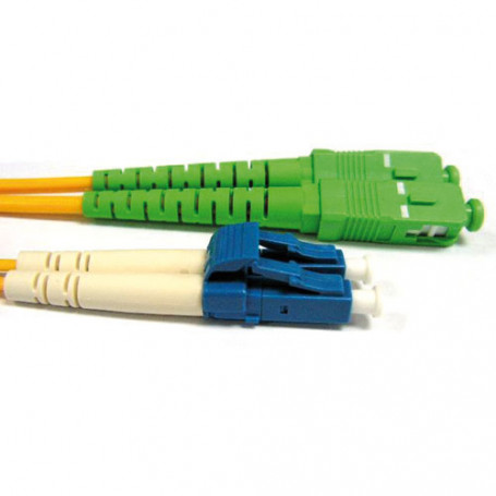 Cable de Fibra Óptica Monomodo 9/125 OS2 duplex LSZH con conectores SC/APC y LC/PC  15,00 m