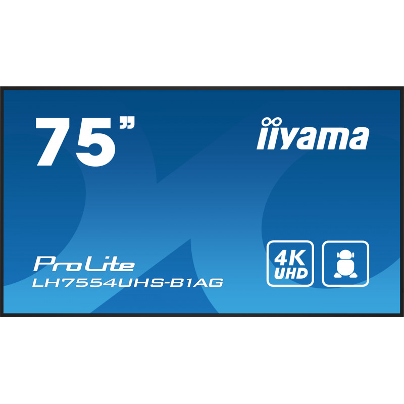Monitor Profesional iiyama LH7554UHS-B1AG pantalla de señalización Pantalla plana para señalización digital 190,5 cm (75") LC...