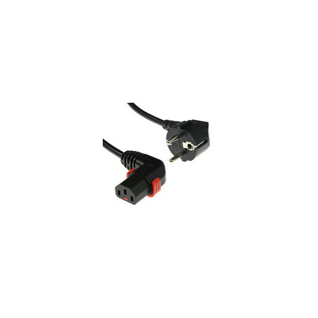IEC Lock Cable de alimentación de 230 V CEE 7/7 macho (angulado) a C13 (angulado derecha) bloqueable, Negro, 1.00m - EL446S 6...
