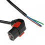 IEC Lock Cable de alimentación de 230V C13 (angulado inferior) a extremo abierto, bloqueable, negro, 2.00 m - PC2060 7,80 €