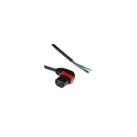IEC Lock Cable de alimentación de 230V C13 (angulado izquierda) a extremo abierto, bloqueable, negro, 2.00 m - PC2058 7,80 €