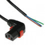 IEC Lock Cable de alimentación de 230V C13 (angulado derecha) a extremo abierto, bloqueable, negro, 3.00 m - PC2061 9,80 €