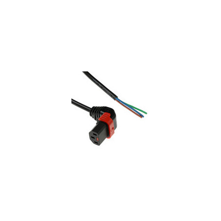 IEC Lock Cable de alimentación de 230V C13 (angulado superior) a extremo abierto, bloqueable, negro, 1.00 m - PC2055 5,74 €