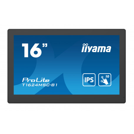 iiyama T1624MSC-B1 pantalla de señalización Panel plano interactivo 39,6 cm (15.6") LCD 450 cd / m² Full HD Negro Pantalla tá...