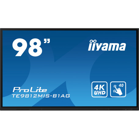 Pantalla Interactiva iiyama PROLITE Pizarra de caballete digital 2,49 m (98") LED Wifi 400 cd / m² 4K Ultra HD Negro Pantalla...