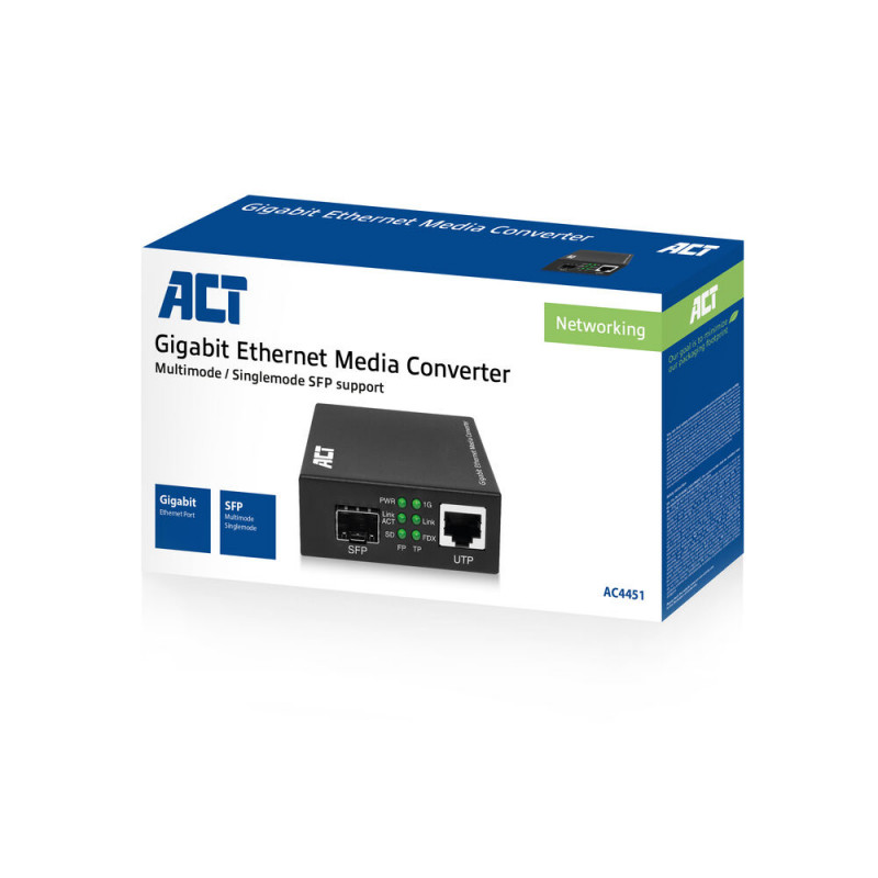Conversor ACT AC4451 convertidor de medio 1000 Mbit/s Multimodo, Monomodo Negro 25,00 €