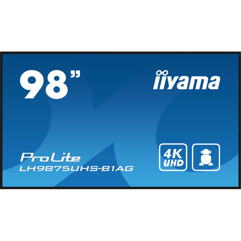 Pantalla Gran Formato iiyama PROLITE Pizarra de caballete digital 2,49 m (98") LED Wifi 500 cd / m² 4K Ultra HD Negro Procesa...